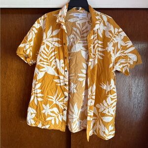 Old Navy Tropical Print Short-Sleeve Shirt - Mustard/White